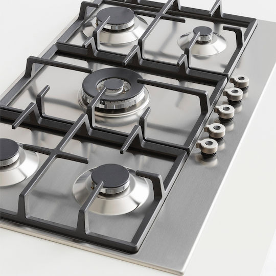 La Germania P90 5C LAG X Gas Cooktop Autonomous Inox 89x52.2εκ. Silver