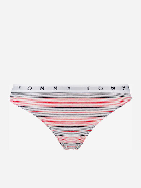 Tommy Hilfiger Βαμβακερά Γυναικεία String 3Pack White/Printed Stripe/Desert Sky