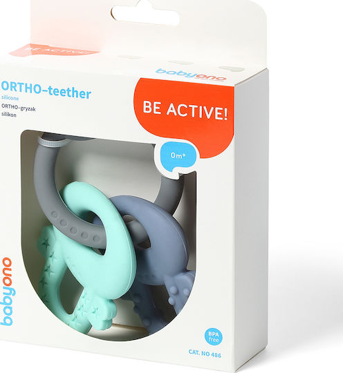 Babyono Teething Rattle for Teething Relief made of Silicone for 3 Months+