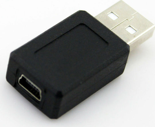 Конвертор USB-A мъжки към мини USB женски Черен 1бр