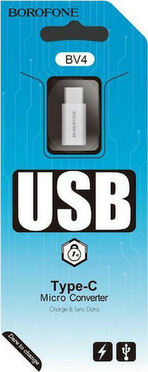 Borofone BV4 Konverter USB-C männlich zu Micro-USB weiblich Silber 1Stück