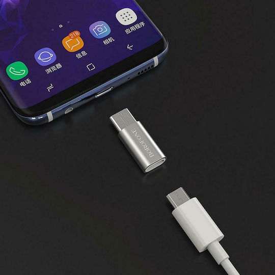 Borofone BV4 Konverter USB-C männlich zu Micro-USB weiblich Silber 1Stück