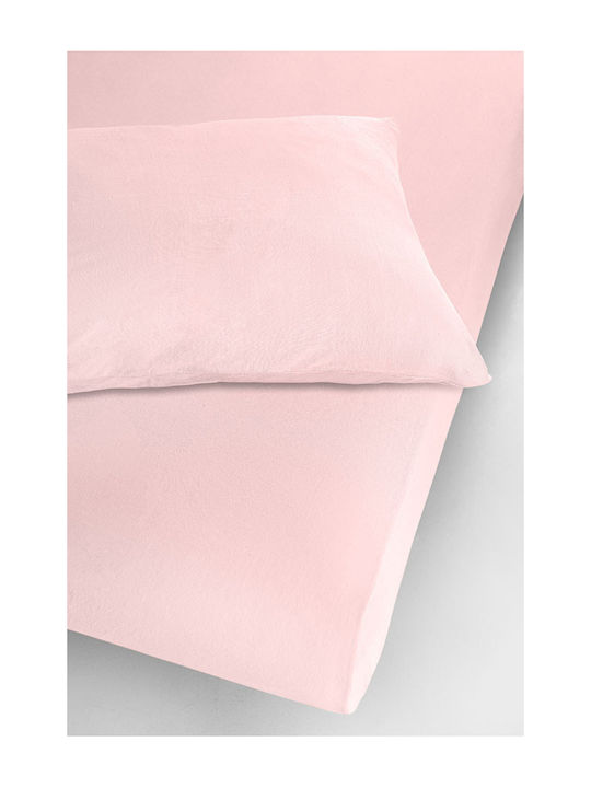 La Luna Sheet for Single Bed with Elastic 100x200+30cm. Jersey Pink