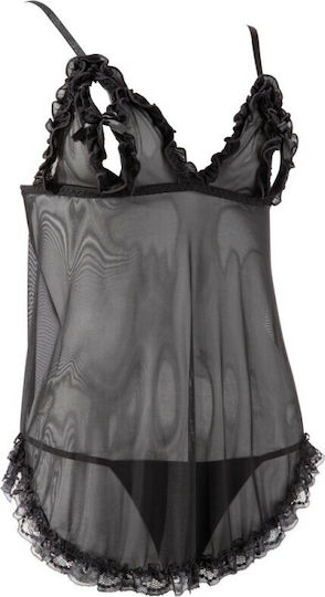 Cottelli Collection Babydoll Ruffles Set Babydoll Sexy Black