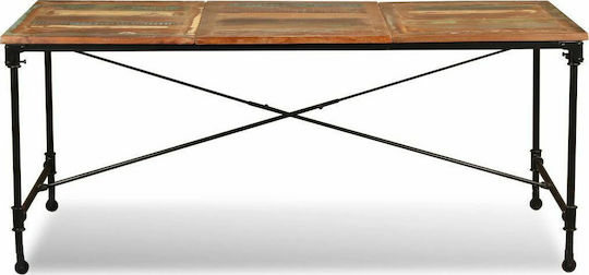 vidaXL Dining Room Table Made of Solid Wood and Metal Multicolored 180x90x76cm