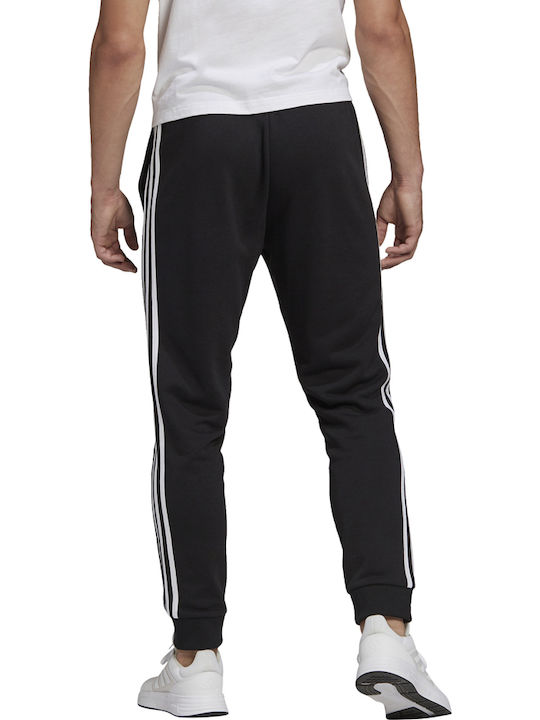 Essentials 3 Stripes Παντελόνι Φόρμας με Λάστιχο Μαύρο