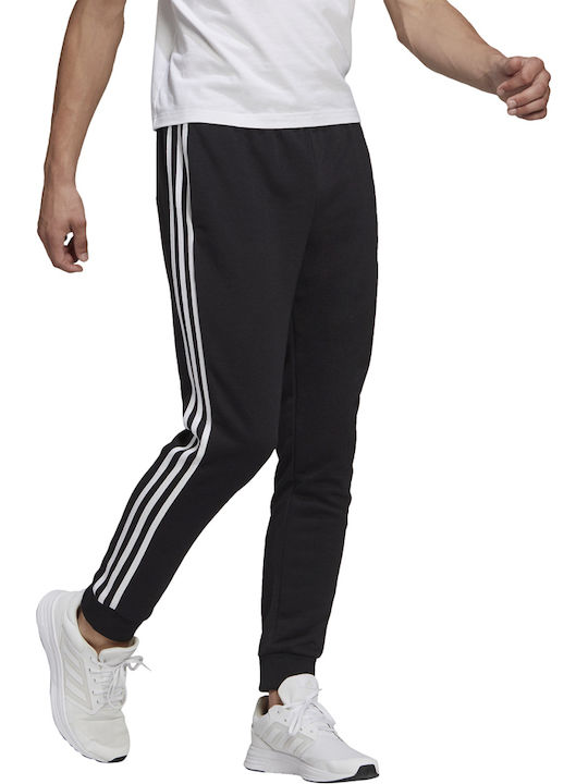 Essentials 3 Stripes Παντελόνι Φόρμας με Λάστιχο Μαύρο