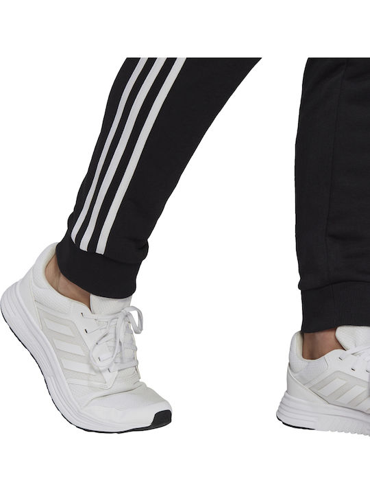Essentials 3 Stripes Παντελόνι Φόρμας με Λάστιχο Μαύρο