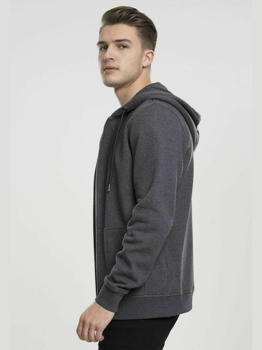 Urban Classics TB1788 Men's Sweatshirt Jacket with Hood and Pockets Charcoal Gray