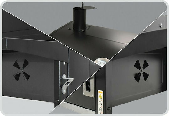 Unimac Premium Rostfreier Stahl Holzkohlegrill mit Deckel und Thermometer 60cmx40cm