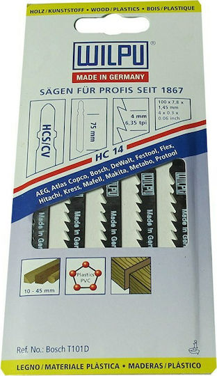 Wilpu HC14 Λάμες για Ξύλο 75mm 5τμχ