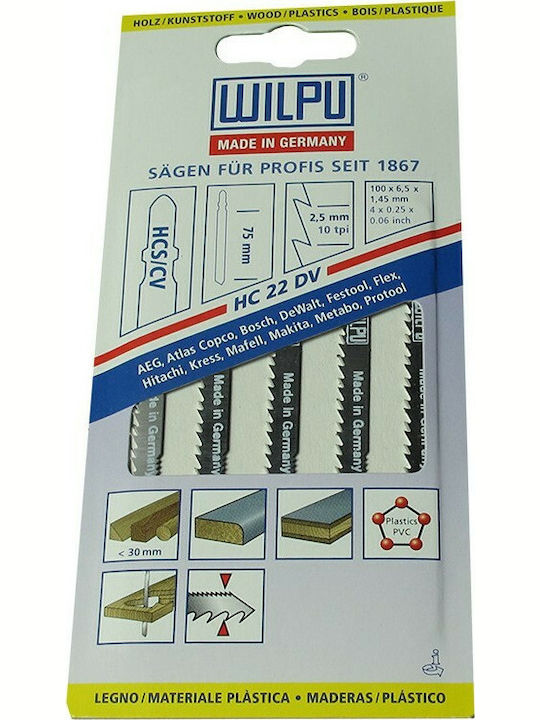 Wilpu HC22DV Λάμες για Ξύλο 75mm 5τμχ