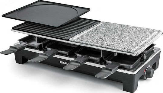 Rommelsbacher RCS 1350 Tischplatte Elektrogrill Raclette Glatte und Geriffelte Platte 1350W mit einstellbarem Thermostat 48.5cmx23.3cmcm