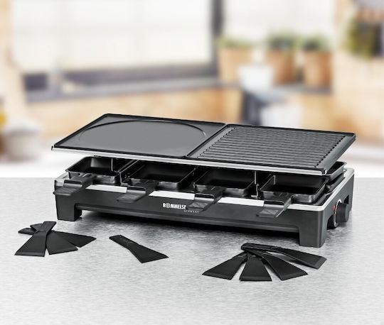 Rommelsbacher RCS 1350 Tischplatte Elektrogrill Raclette Glatte und Geriffelte Platte 1350W mit einstellbarem Thermostat 48.5cmx23.3cmcm