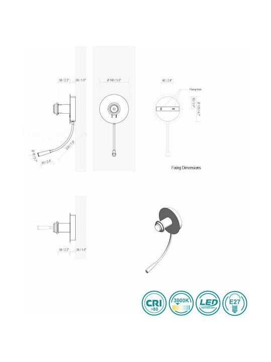 Faro Barcelona Guadalupe Modern Lamp Wall with Socket E27 and Switch Green 23.5x23cm