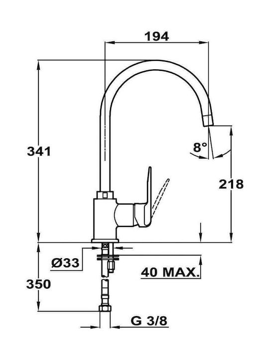 Teka IN 995 Fashion Tall Kitchen Faucet Counter Gray