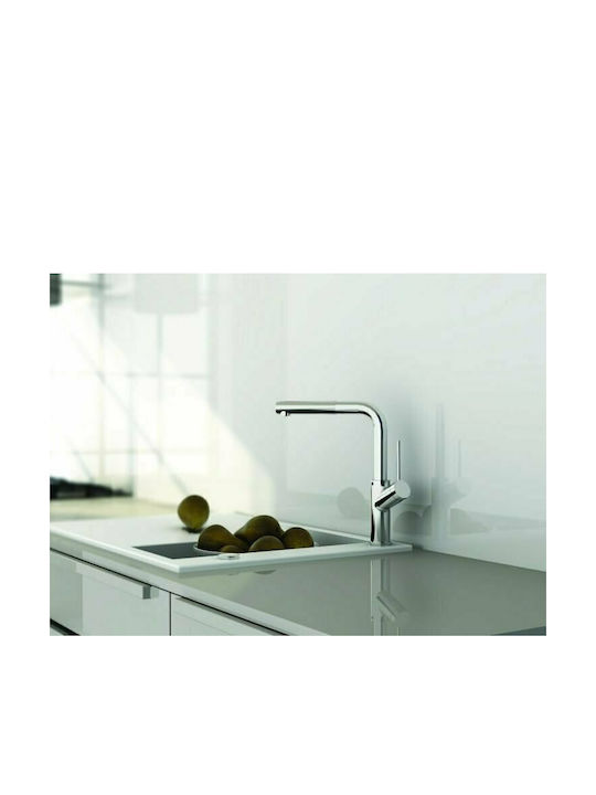 Orabella Style Metallic Tall Kitchen Faucet Counter with Shower Silver