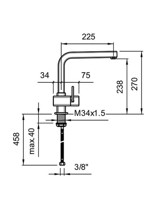 Macart Arwa Quadriga 610 Kitchen Faucet Counter with Pull-Out Spray Chrome