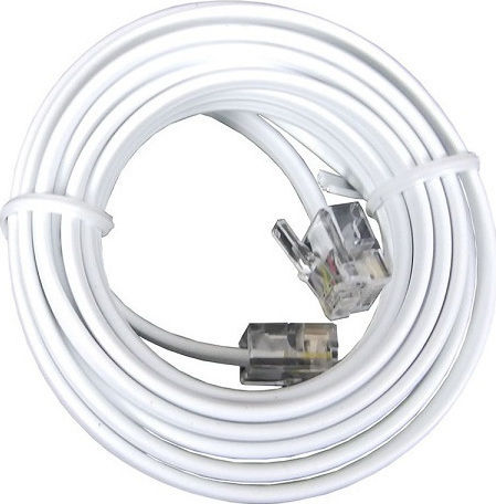 Central Flat Telephone Cable RJ11 6P4C 10m White (01-01-80Μ-ΛΕΥ)