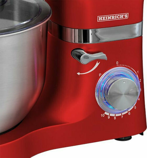 Heinrich's KM 6278 Stand Mixer 1300W with Stainless Mixing Bowl 6.5lt Red