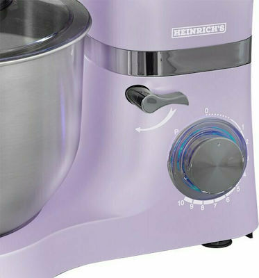 Heinrich's KM 6278 Stand Mixer 1300W with Stainless Mixing Bowl 6.5lt Pastell Lila