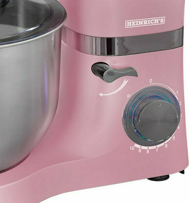 Heinrich's KM 6278 Κουζινομηχανή 1300W με Ανοξείδωτο Κάδο 6.5lt Pink