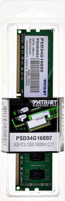 Patriot 4GB DDR3 RAM mit Geschwindigkeit 1600 für Schreibtisch