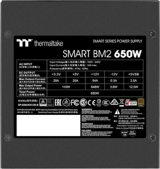 Thermaltake Smart BM2 650W Black Computer Power Supply Semi Modular 80 Plus Bronze