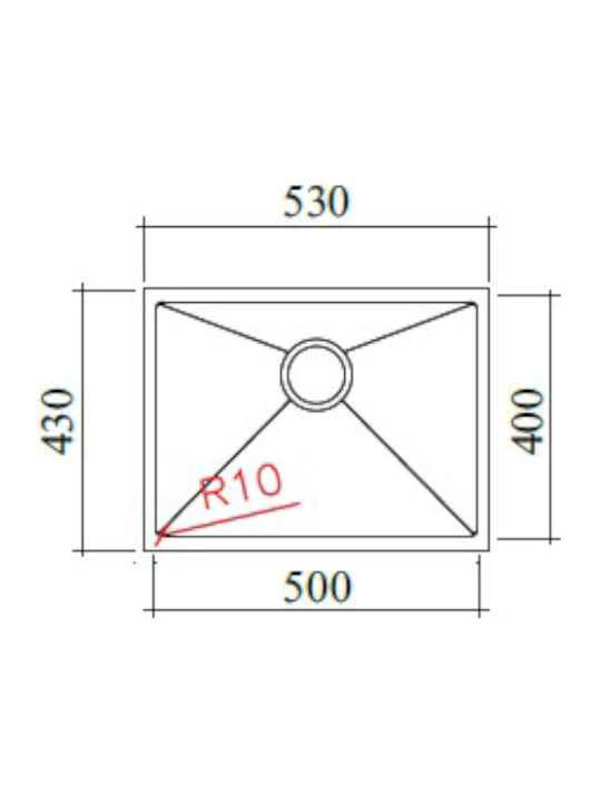 Macart Star 10 Υποκαθήμενος Νεροχύτης Inox Σατινέ Μ50xΠ40cm Ασημί