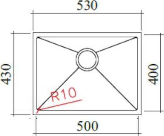 Macart Star 10 Υποκαθήμενος Inox Σατινέ Μ50xΠ40cm Ασημί