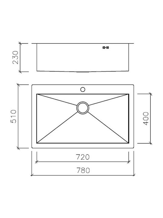Macart Square N-100 Ένθετος Νεροχύτης Inox Σατινέ Μ78xΠ51cm Ασημί