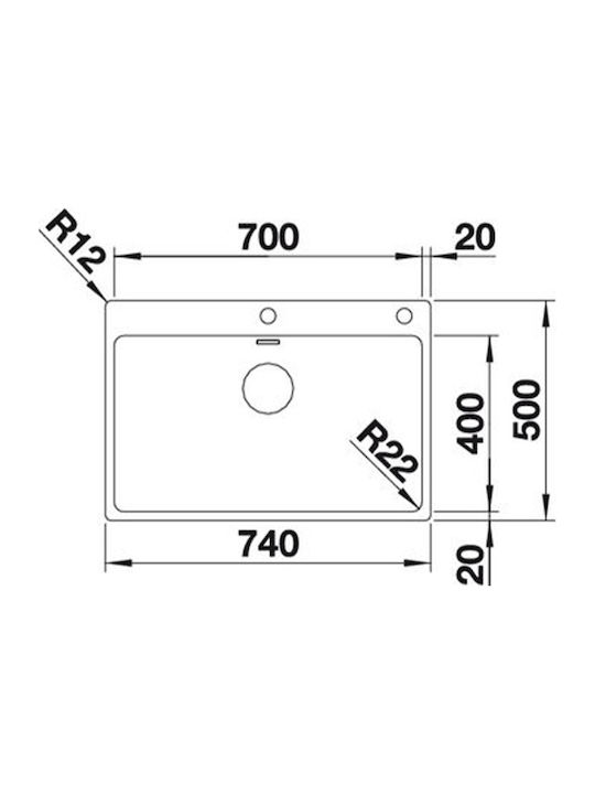Blanco Zerox 700-U InFino Υποκαθήμενος Νεροχύτης Inox Σατινέ Μ74xΠ44cm Ασημί