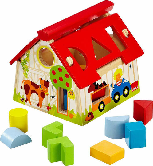 Goula Играчка за сортиране на форми Farm Geometric Forms от дърво за 12++ месеца