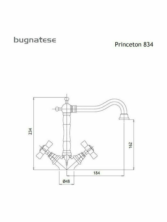 Bugnatese Princeton Μπαταρία Νιπτήρα Ψηλή Ρετρό Chrome