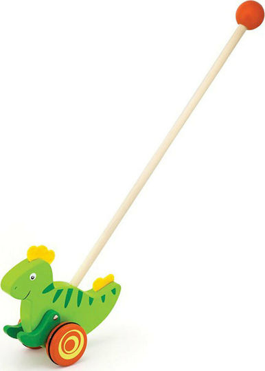 Viga Toys Pull-Along Toy Push Along Dinosaur made of Wood for 18++ Months