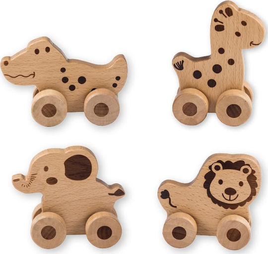 Joueco Push along Rolling Animal Natural Giraffe din Lemn pentru 6++ Luni Elefant