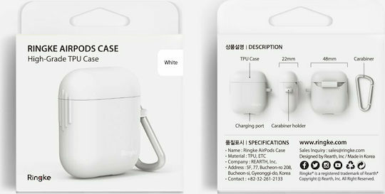 Ringke High Grade TPU Калъф с кука в Бял цвят за Apple AirPods 1 / AirPods 2