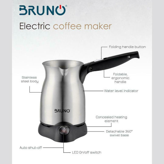 Bruno Electric Greek Coffee Pot 800W with Capacity 300ml Inox