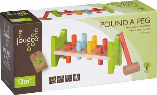 Joueco Hammer Toy Pound A Peg made of Wood for 12++ Months
