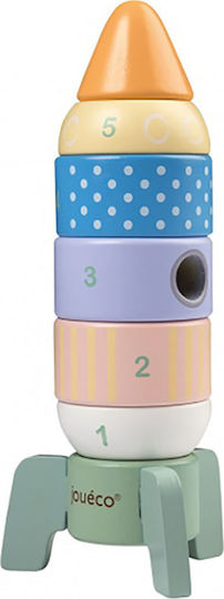 Joueco Stacking Toy Stacking Rocket made of Wood for 12++ Months