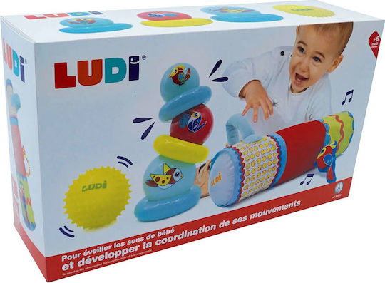 Ludi Παιχνίδι Στοίβαξης Κύλινδρος με Πυραμίδα & Μπάλες από Ύφασμα για Νεογέννητα