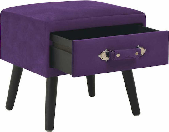 Bedside Table with Fabric Cover Purple 40x30x40cm