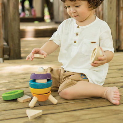 Plan Toys Stacking Toy Πύραυλος made of Wood for 18++ Months