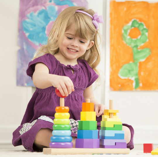 Melissa & Doug Stacking Toy Geometric Shapes made of Wood for 24++ Months