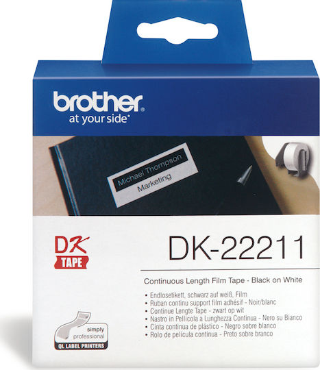 Brother Етикетна Лента 15.2м x 29мм в Бял Цвят Съвместима с Brother DK