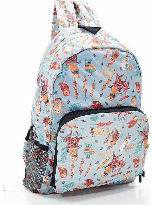 Eco Chic Foldable Blue Owl School Bag Backpack Elementary, Elementary Multicolored