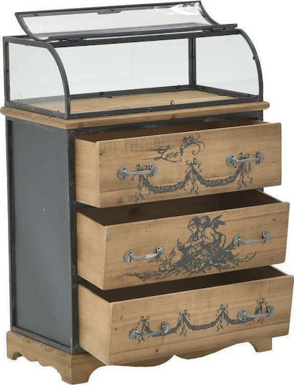 Chest of Drawers of Solid Wood with 3 Drawers Black 67x37x93cm