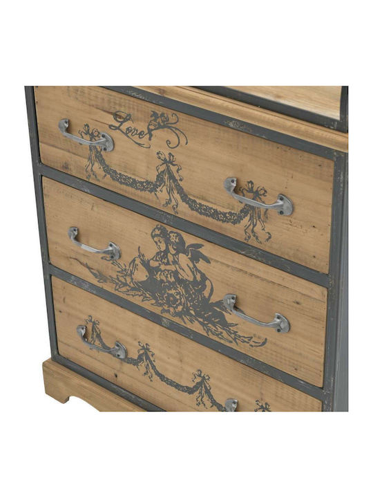 Chest of Drawers of Solid Wood with 3 Drawers Black 67x37x93cm