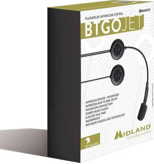 Midland BT GO JET Ενδοεπικοινωνία Μονή για Κράνος Μηχανής με Bluetooth