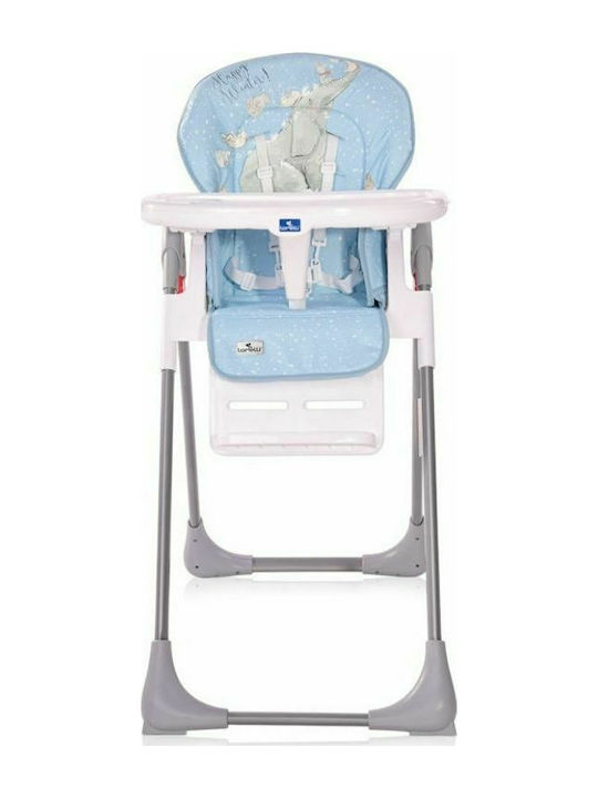 Lorelli Cryspi Foldable Highchair with Metal Frame & Leatherette Seat Blue Elephant